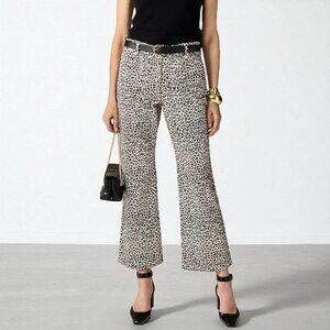 J. Crew Tall high-rise kickout jean with sailor pockets in leopard print Size 28